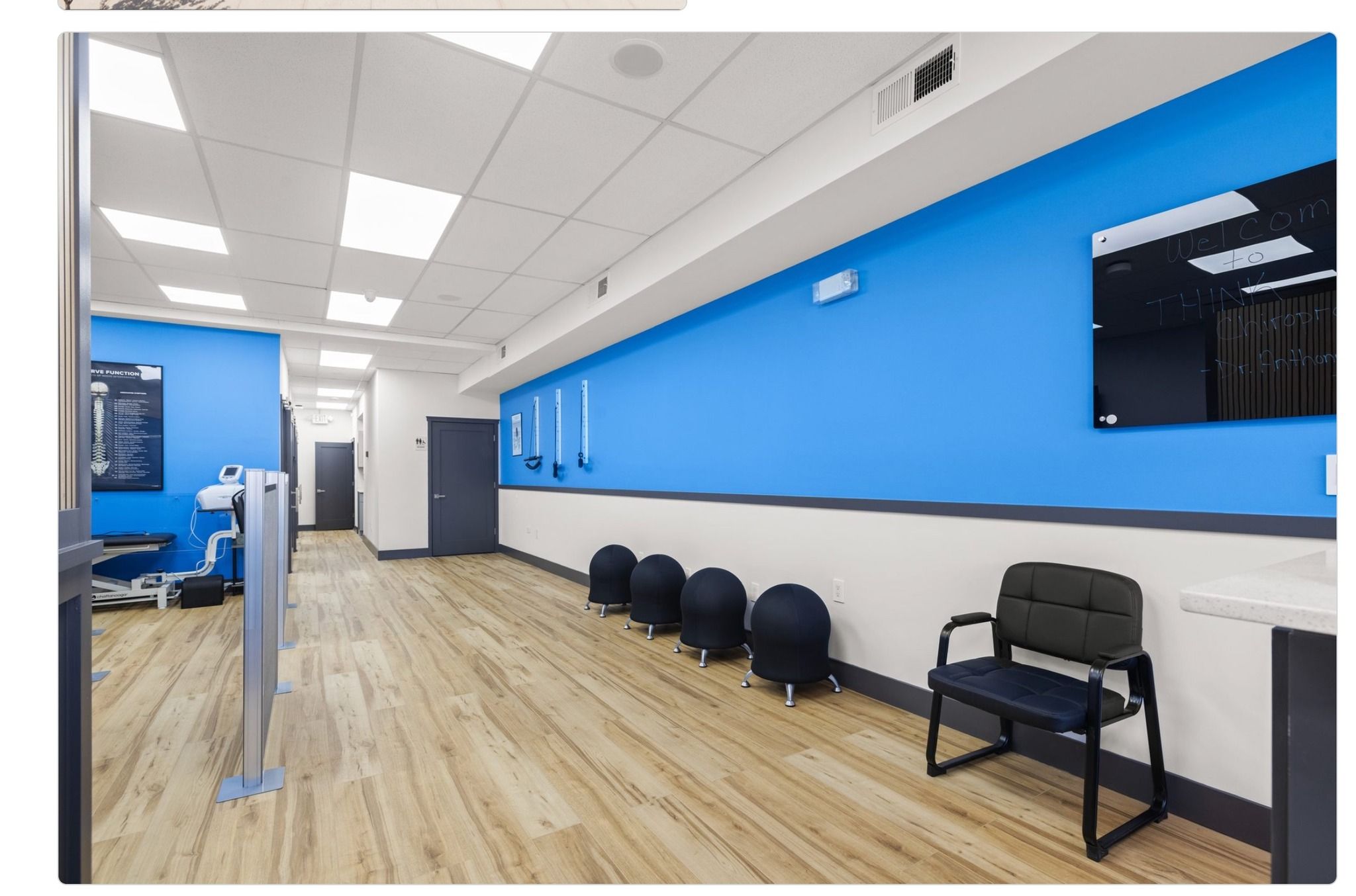 Chiropractic office with blue accent wall