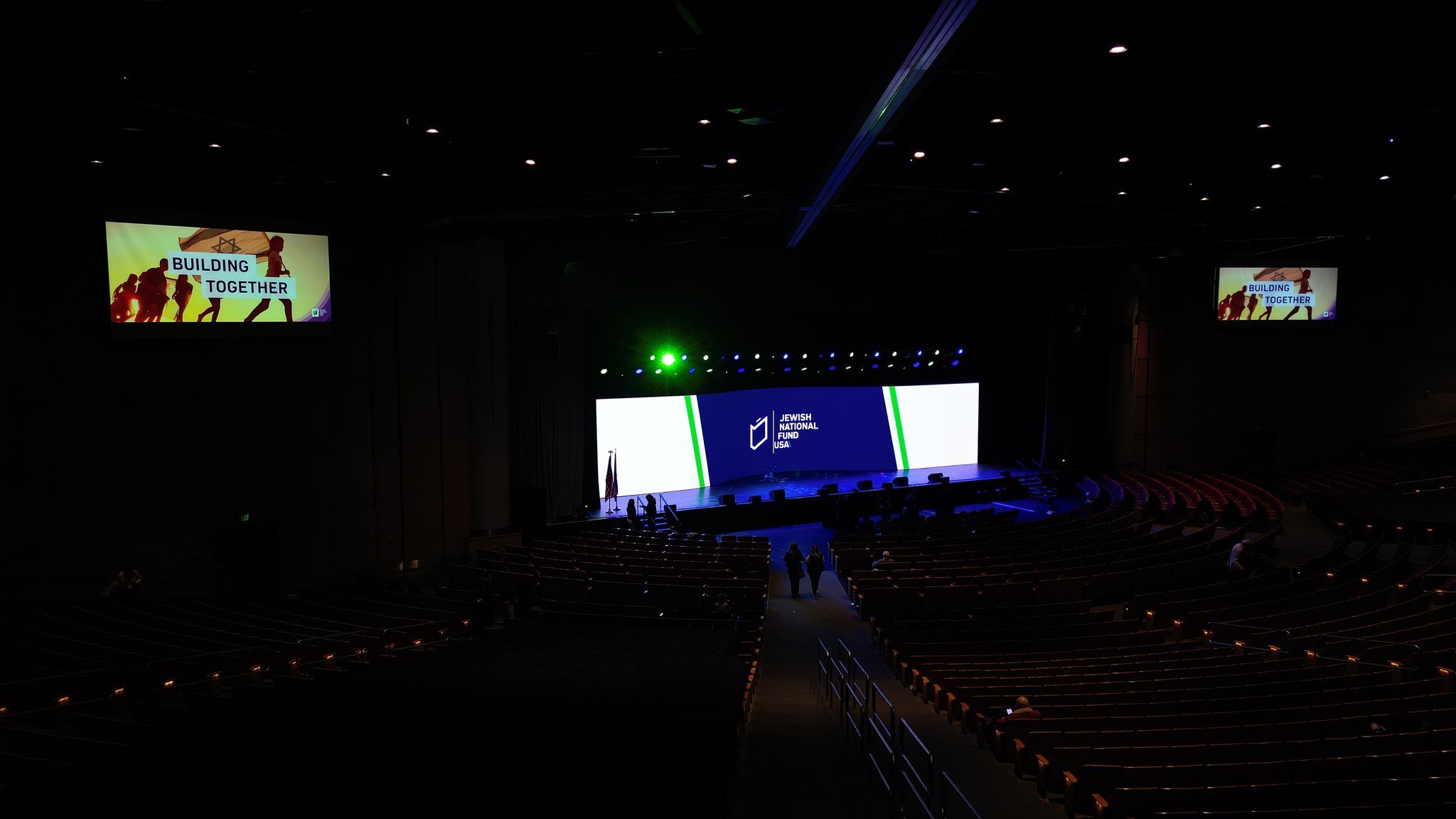 Panoramic view of a trade show floor